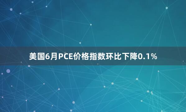 美国6月PCE价格指数环比下降0.1%