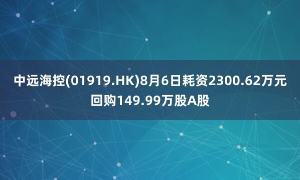 中远海控(01919.HK)8月6日耗资2300.62万元回购149.99万股A股