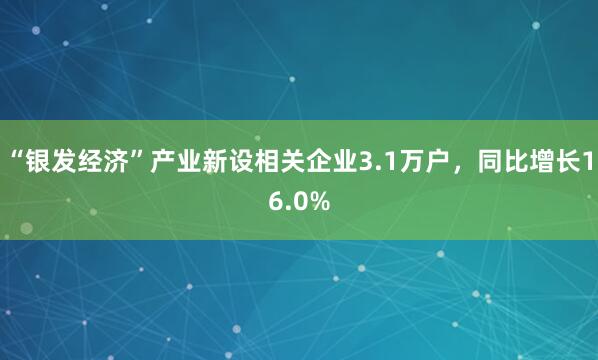 “银发经济”产业新设相关企业3.1万户，同比增长16.0%