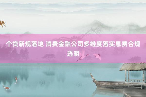 个贷新规落地 消费金融公司多维度落实息费合规透明