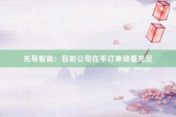 先导智能：目前公司在手订单储备充足