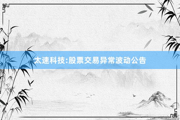 太速科技:股票交易异常波动公告