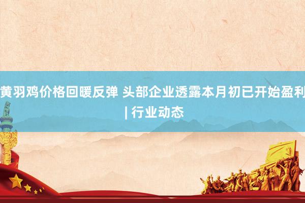 黄羽鸡价格回暖反弹 头部企业透露本月初已开始盈利 | 行业动态