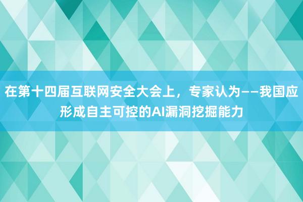 在第十四届互联网安全大会上，专家认为——我国应形成自主可控的AI漏洞挖掘能力