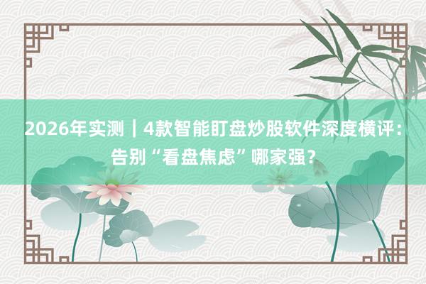2026年实测｜4款智能盯盘炒股软件深度横评：告别“看盘焦虑”哪家强？