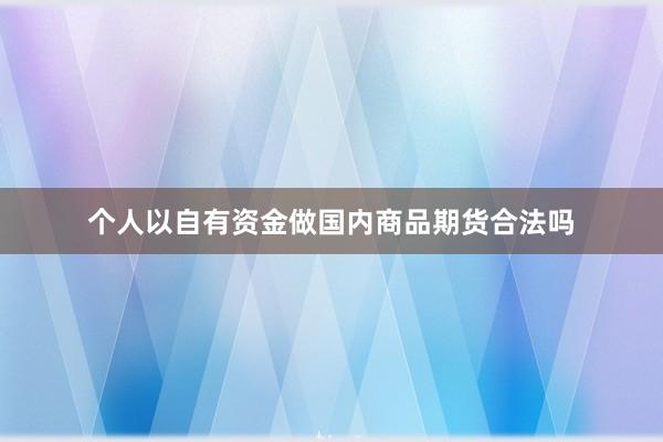 个人以自有资金做国内商品期货合法吗