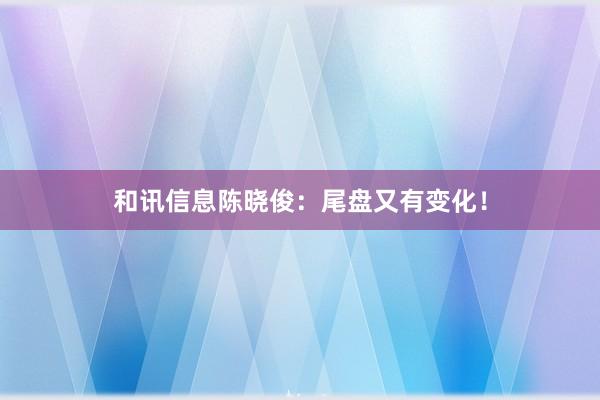 和讯信息陈晓俊：尾盘又有变化！