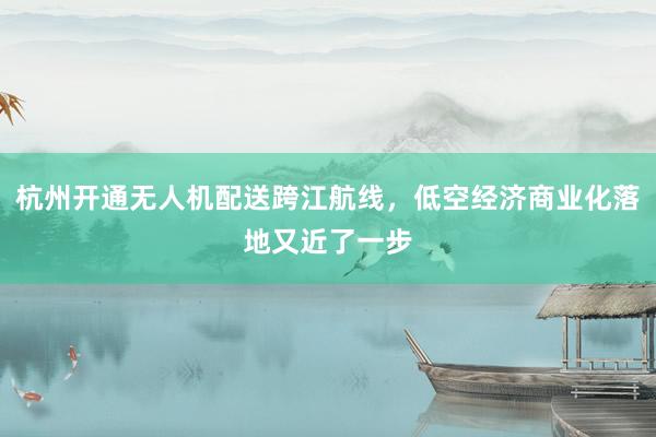 杭州开通无人机配送跨江航线，低空经济商业化落地又近了一步