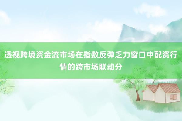 透视跨境资金流市场在指数反弹乏力窗口中配资行情的跨市场联动分