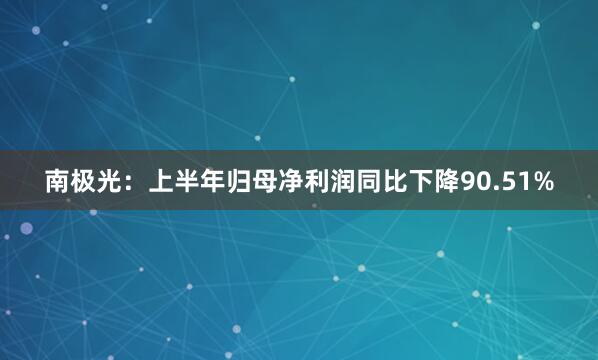 南极光：上半年归母净利润同比下降90.51%