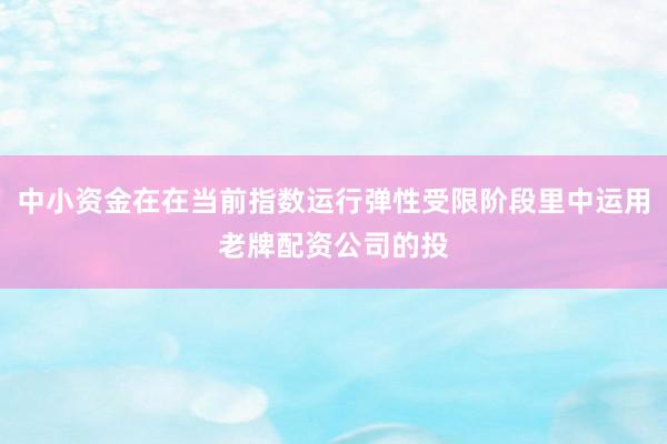 中小资金在在当前指数运行弹性受限阶段里中运用老牌配资公司的投