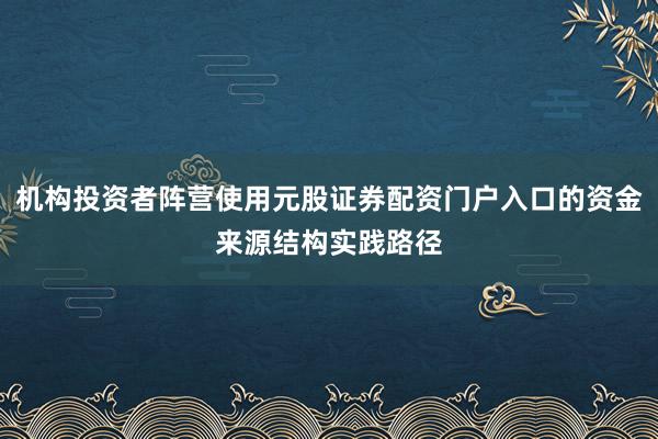 机构投资者阵营使用元股证券配资门户入口的资金来源结构实践路径