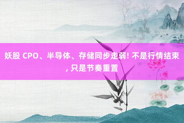 妖股 CPO、半导体、存储同步走弱! 不是行情结束, 只是节奏重置